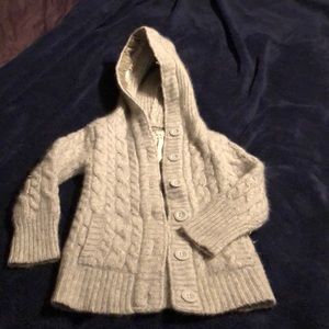 Little girls button up light gray sweater.